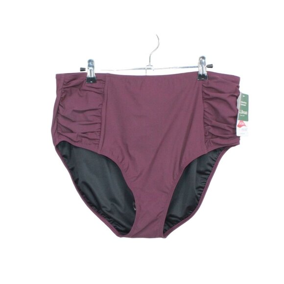 NWT LL Bean Shaping Swimwear Flattering Details High Waist Brief Red 18 - Picture 1 of 11